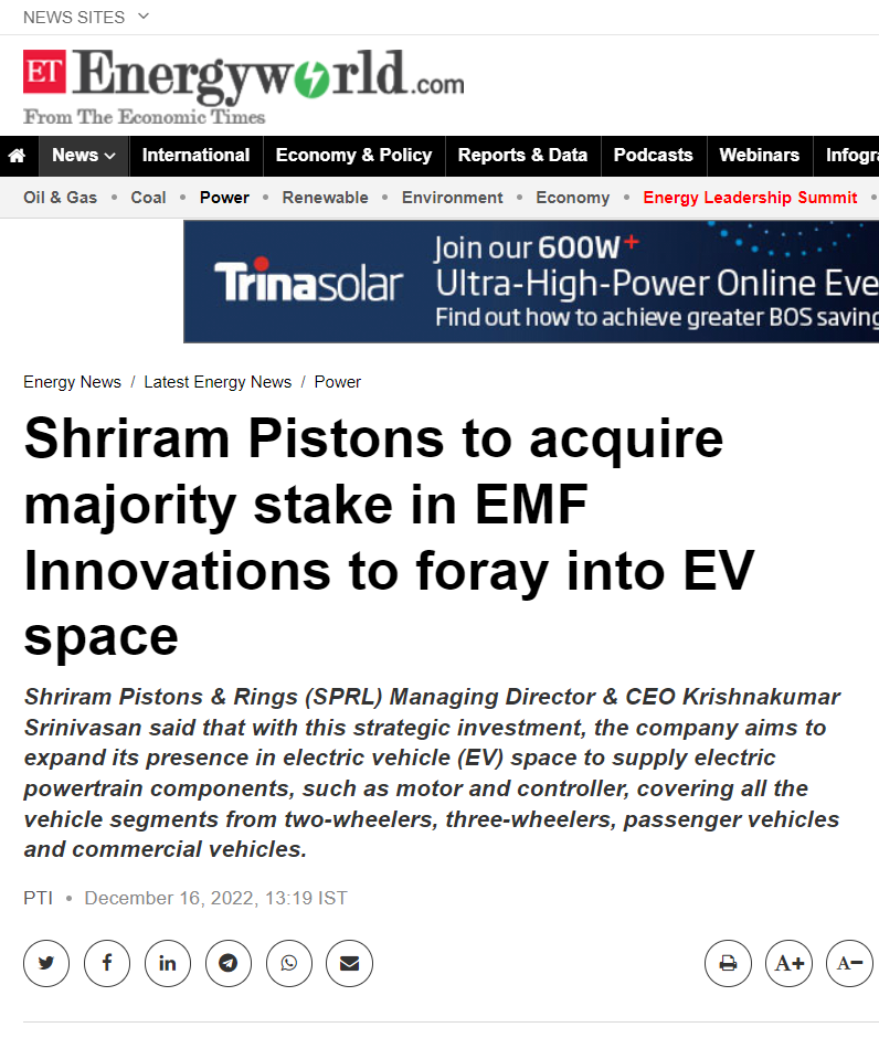 Press Coverage Shriram Pistons